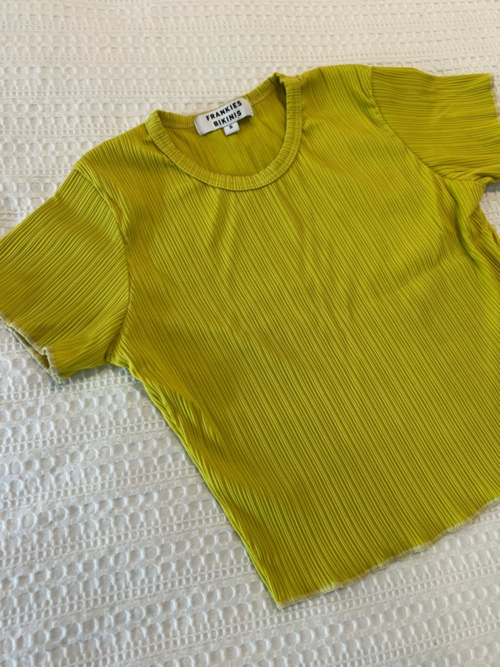 Frankie's Bikinis Neon Lime Pleated Short Sleeve Tee